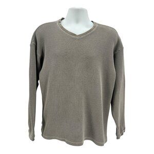 Vintage Gramicci Shirt Mens Large Shirt Thick Thermal Waffle Knit V-Neck Gray